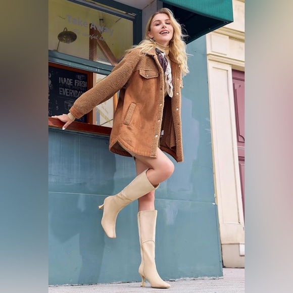 Shoes - NWOT Elegant Cream Knee-High Boots